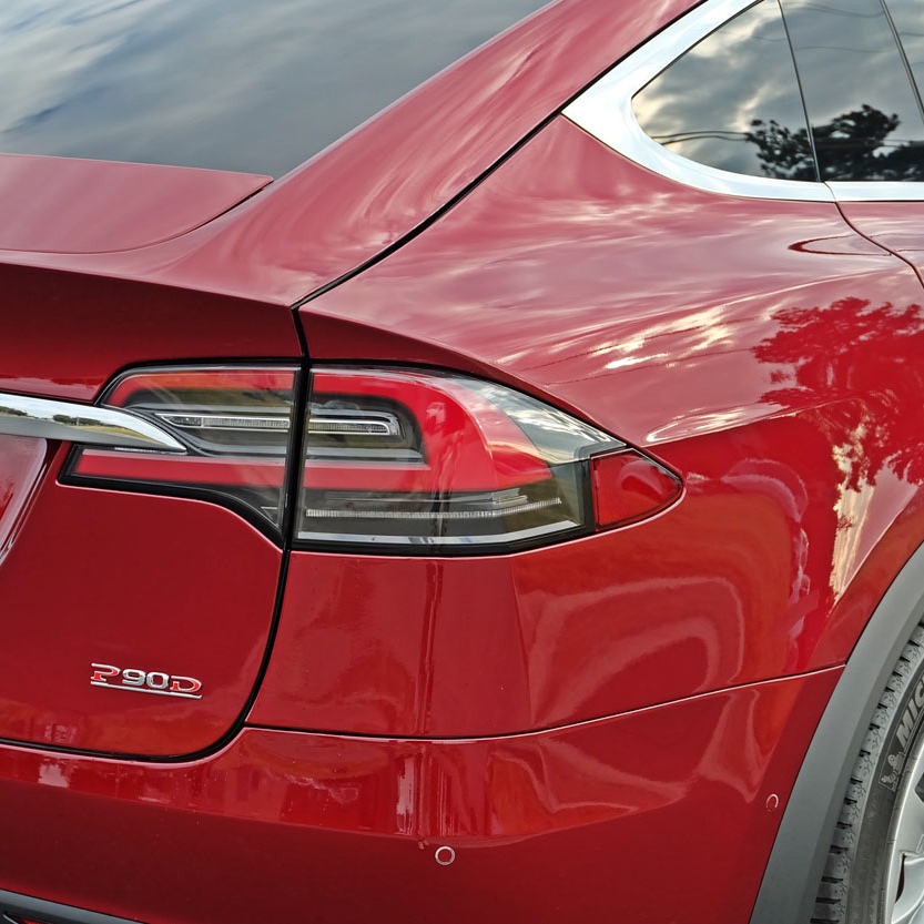 SunTek Ultra PPF wrapped red Tesla Model X P90D